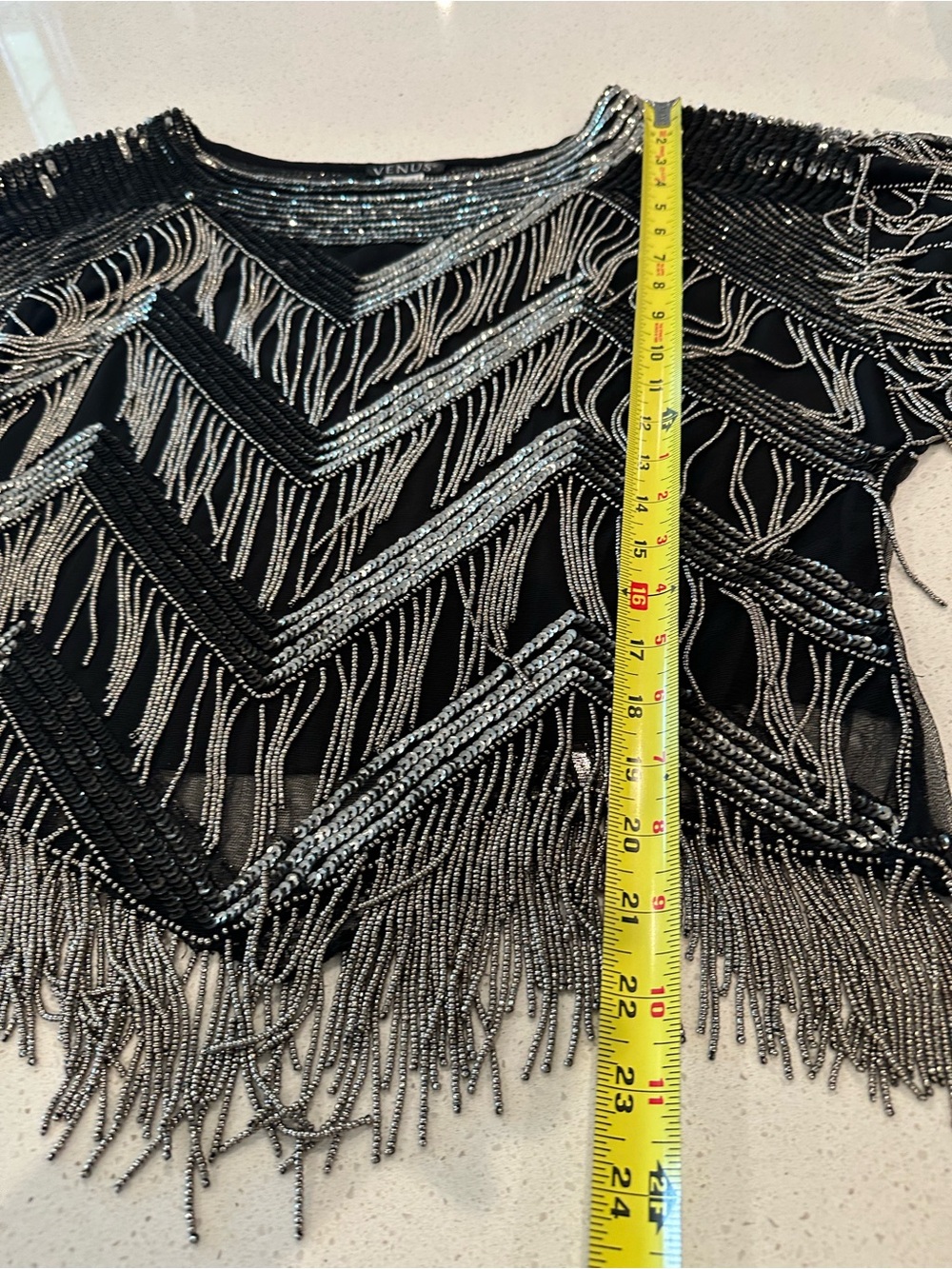 NWOT-VENUS Beaded Fringe Black & Siler size 8 fringe moves with you. - Picture 9 of 14